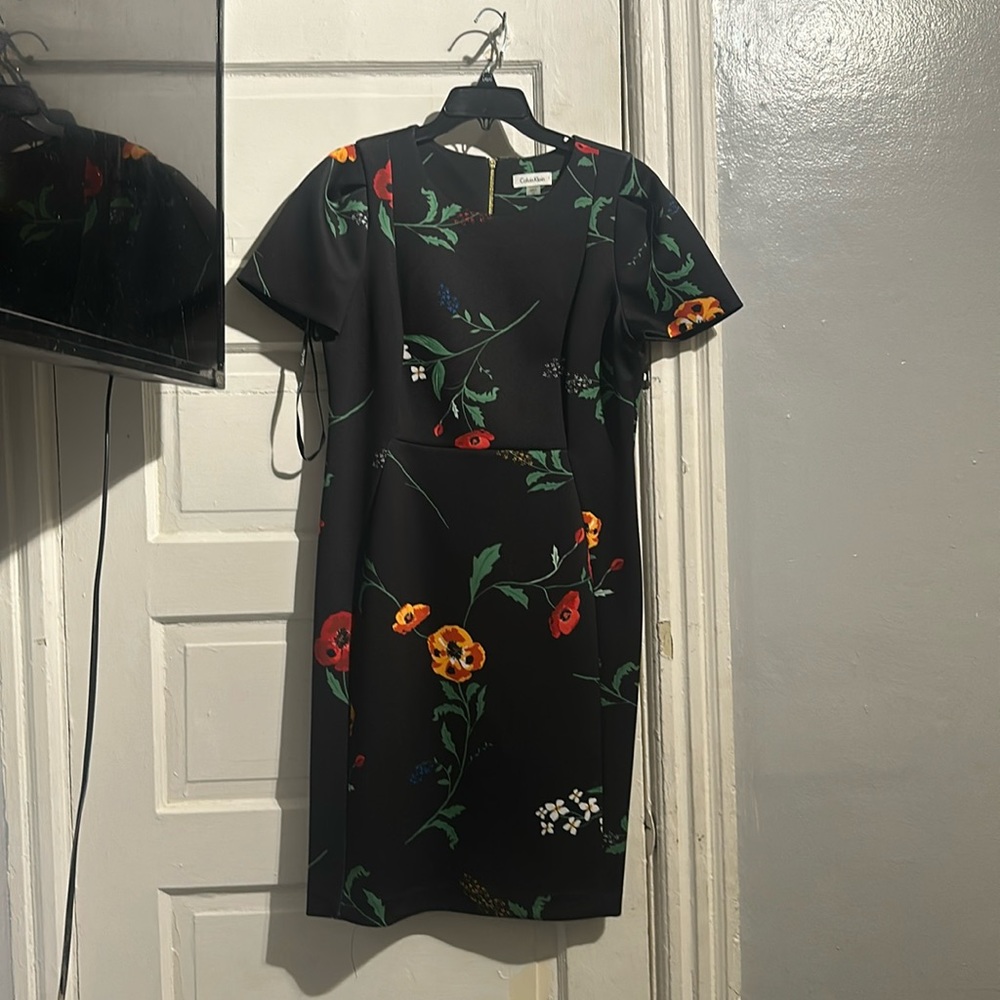 Black floral print Calvin Klein dress